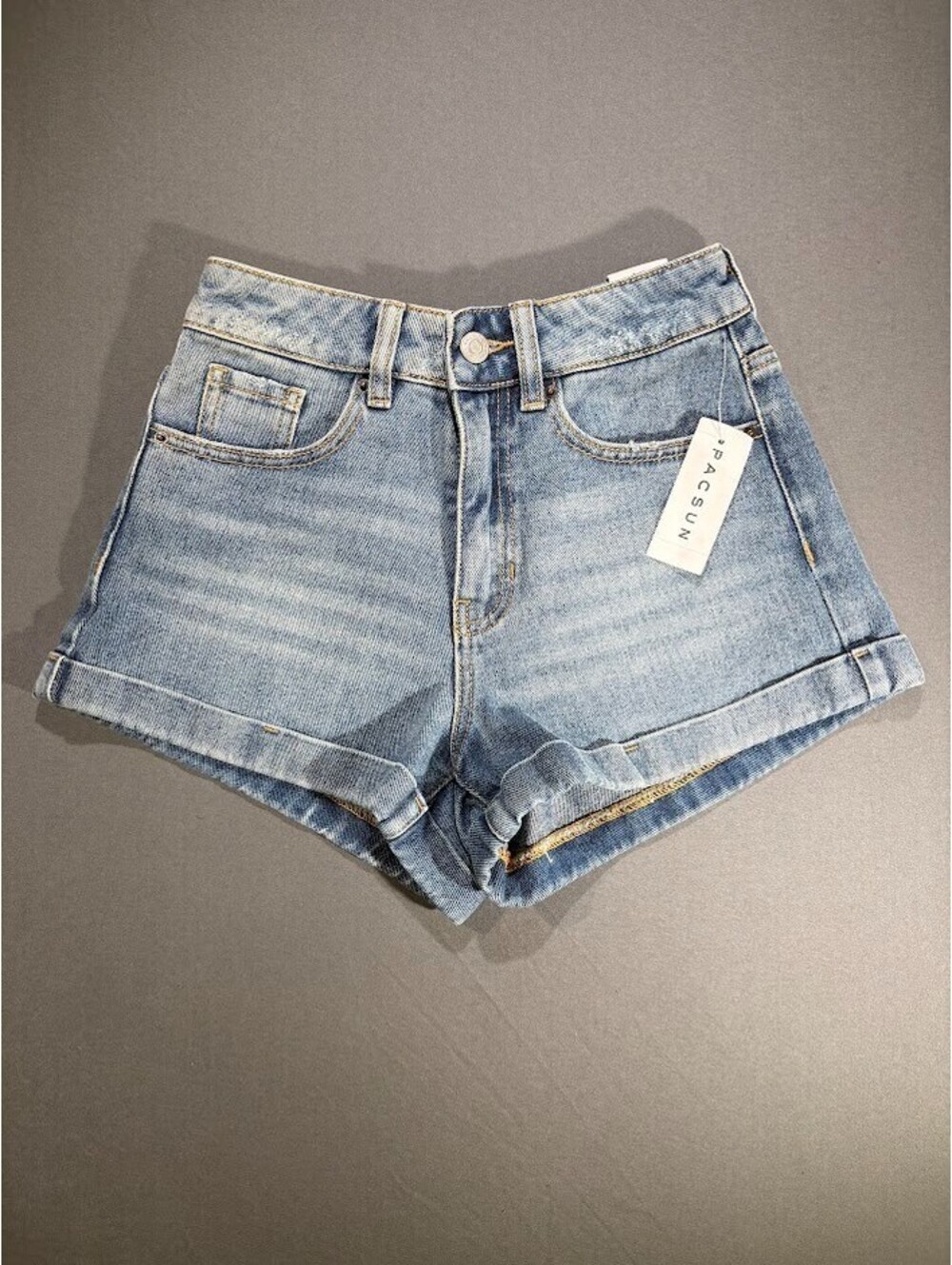 PacSun Mom Shorts NWT Size 23 Panama Blue Denim High Waisted Cuffed Jeans